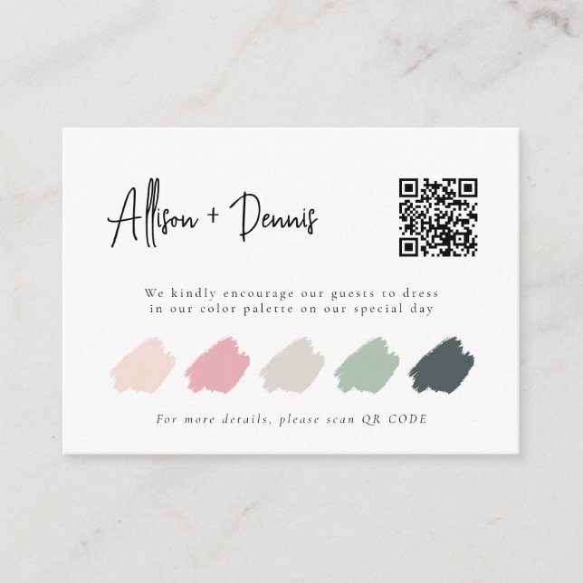 Personalised QR Code Wedding Dress Code Insert (Front)