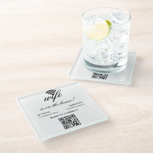 Personalised QR Code Wifi Internet Scan to Connect Glass Coaster