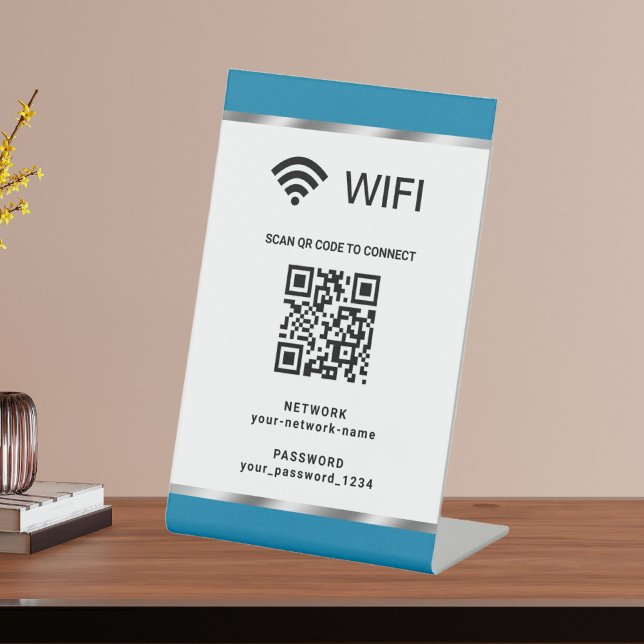 Personalised QR Code Wifi Network and Password Pedestal Sign (Creator Uploaded)
