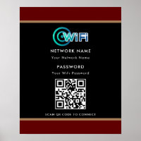Personalised QR Code Wifi Network Password Black
