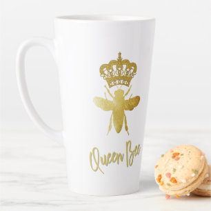 Personalised ★ QUEEN BEE ★ Gold Crown Latte Latte Mug