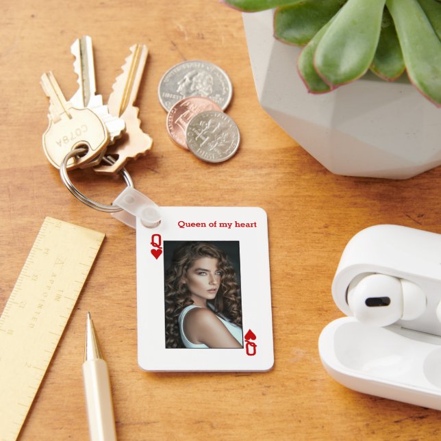 Personalised Queen of Hearts Key Ring (Desk)