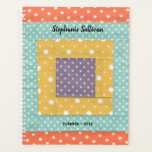 Personalised Quilting Patchwork Planner<br><div class="desc">This Planner is designed for patchers and quilters and sewers. It is decorated with a print of my log cabin patchwork in orange, turquoise, yellow and purple polka dot fabric. You can customise it by changing the photo to one of your own patchworks if you wish making it uniquely yours....</div>
