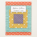 Personalised Quilting Patchwork Planner<br><div class="desc">This Planner is designed for patchers and quilters and sewers. It is decorated with a print of my log cabin patchwork in orange, turquoise, yellow and purple polka dot fabric. You can customise it by changing the photo to one of your own patchworks if you wish making it uniquely yours....</div>