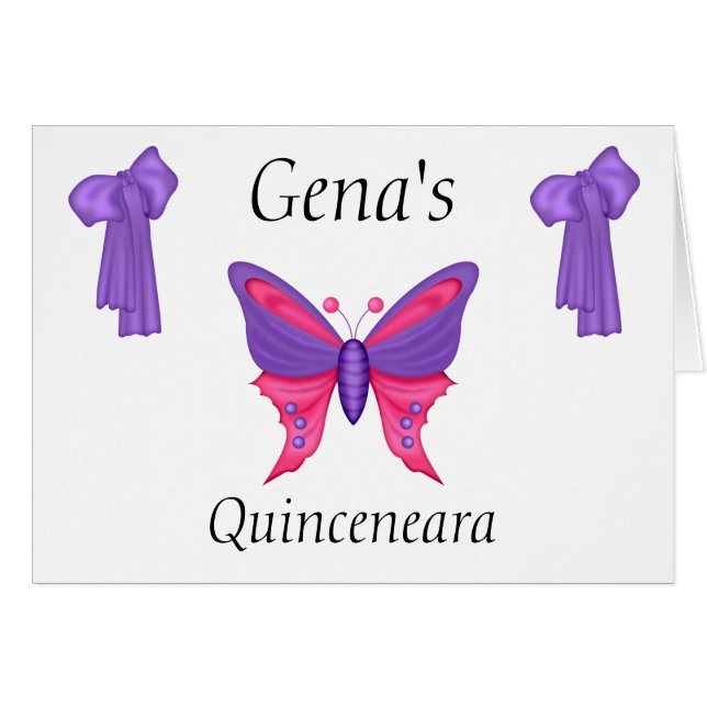 Personalised Quinceneara Note Card Templates (Front Horizontal)