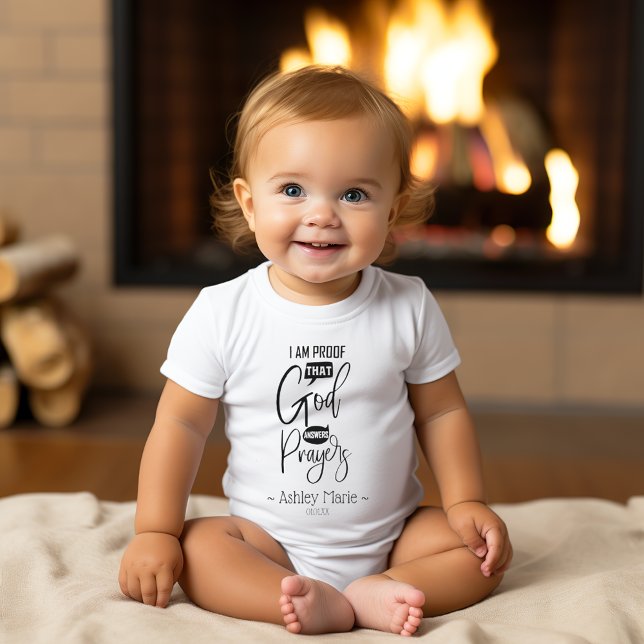 Personalised Quote God Answers Prayers  Baby Bodysuit (Personalized Quote God Answers Prayers Baby Bodysuit)