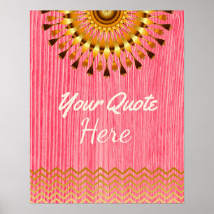 Personalised Quote Gold Vintage Lotus Flower Poster