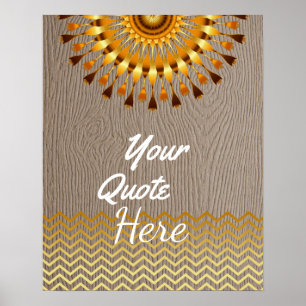 Personalised Quote Gold Vintage Lotus Flower Wood Poster