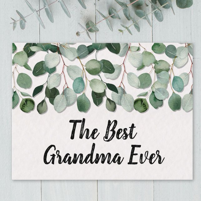 Personalised Quote Green Eucalyptus Leaves Postcard (Close up)