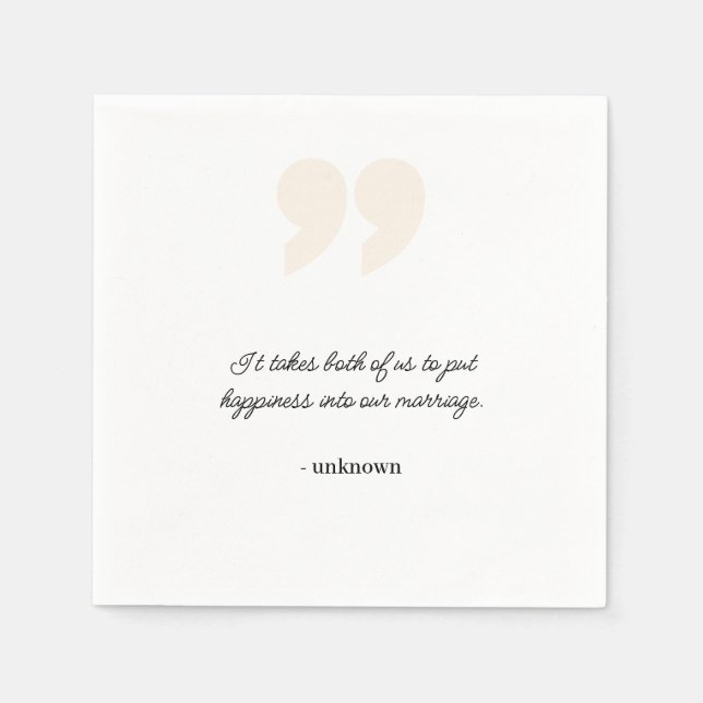 Personalised Quote or Song Lyrics Wedding Napkins (Front)