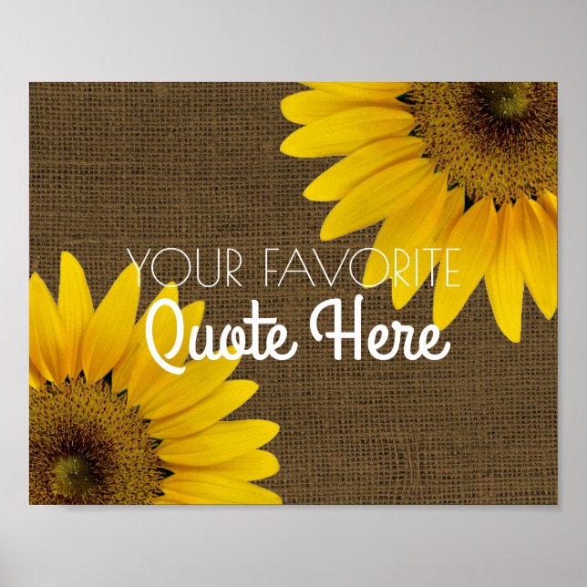 Personalised Quote | Rustic Burlap Sunflowers Sign (Front)