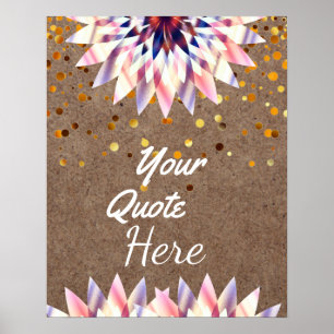Personalised Quote Vintage Lotus Flower Wood Poster