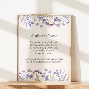 Personalised Quote Watercolor Purple Wildflower Poster