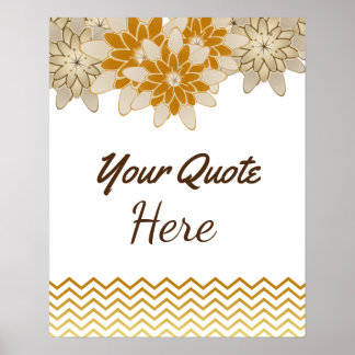 Personalised Quote Wedding Gold Vintage Flowers Poster