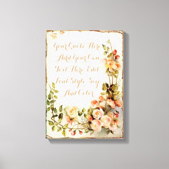 Personalised quote with roses canvas print (Front)