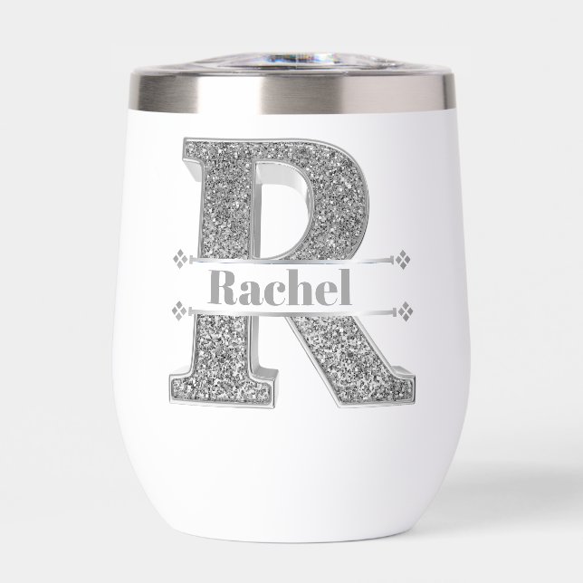 Personalised R Initial Silver Monogram Your Name (Front)