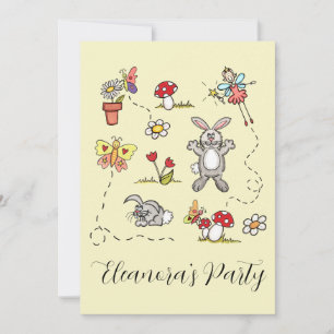 Personalised Rabbits, Butterflies, Flowers & Fairy Invitation