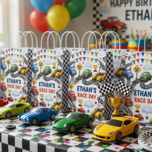 Personalised Race Car Birthday  Car Party  Medium Gift Bag