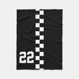 Personalised Racing Flag Black And White Fleece Blanket
