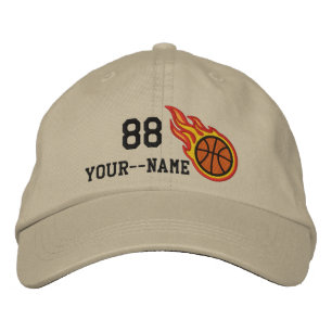 Personalised Racing Flames Basketball Bullet Badge Embroidered Hat