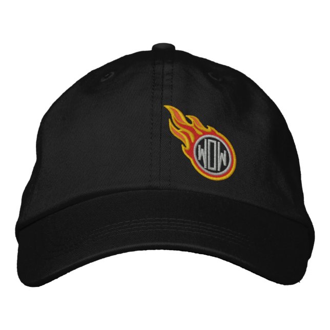 Personalised Racing Flames Bullet Monogram Embroidered Hat (Front)