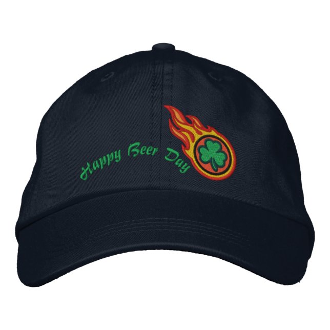 Personalised Racing Flames Irish Bullet Badge Embroidered Hat (Front)