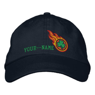 Personalised Racing Flames Irish Bullet Badge Embroidered Hat