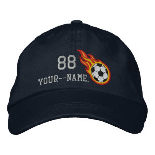 Personalised Racing Flames Soccer Bullet Badge Embroidered Hat