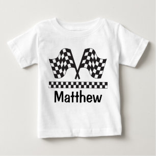 Personalised Racing Rally Flag Baby Tee Shirt Gift
