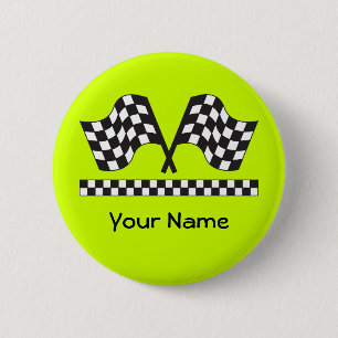 Personalised Racing Rally Flags Gift 6 Cm Round Badge
