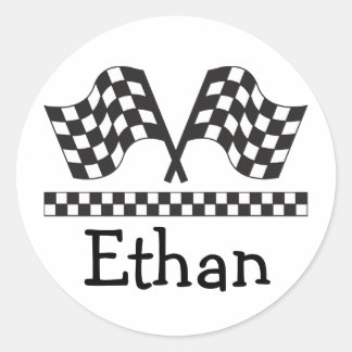 Personalised Racing Rally Flags Gift Classic Round Sticker
