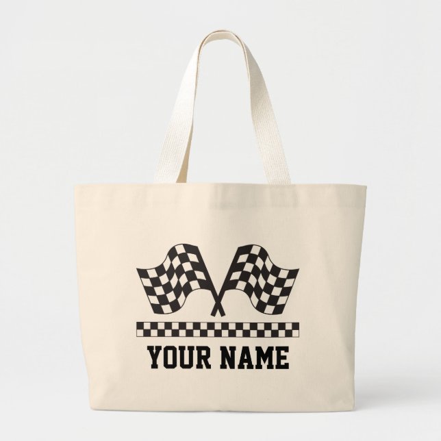 Personalised Racing Rally Flags Gift Large Tote Bag (Front)
