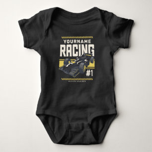 Personalised Racing Team Fast Race Car Driver Baby Bodysuit