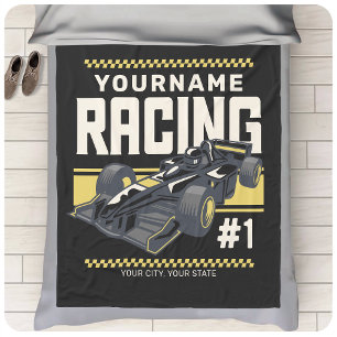 Personalised Racing Team Fast Race Car Driver  Fleece Blanket