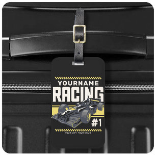 Personalised Racing Team Fast Race Car Driver Luggage Tag