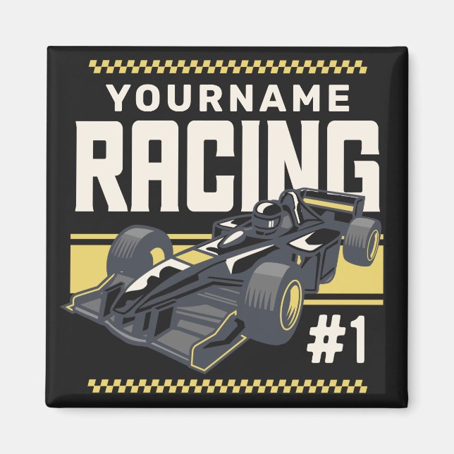 Personalised Racing Team Fast Race Car Driver  Magnet (Front)