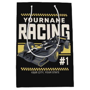Personalised Racing Team Fast Race Car Driver Medium Gift Bag