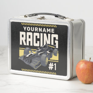 Personalised Racing Team Fast Race Car Driver Metal Lunch Box