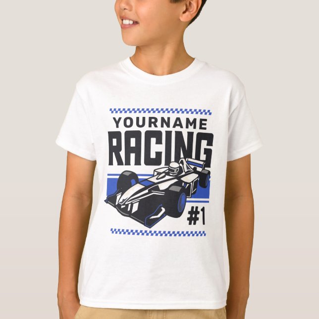 Personalised Racing Team Fast Race Car Driver T-Shirt (Front)