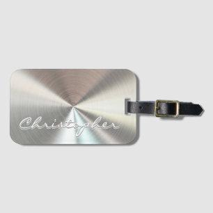 Personalised Radial Metallic Look - Chrome Luggage Tag