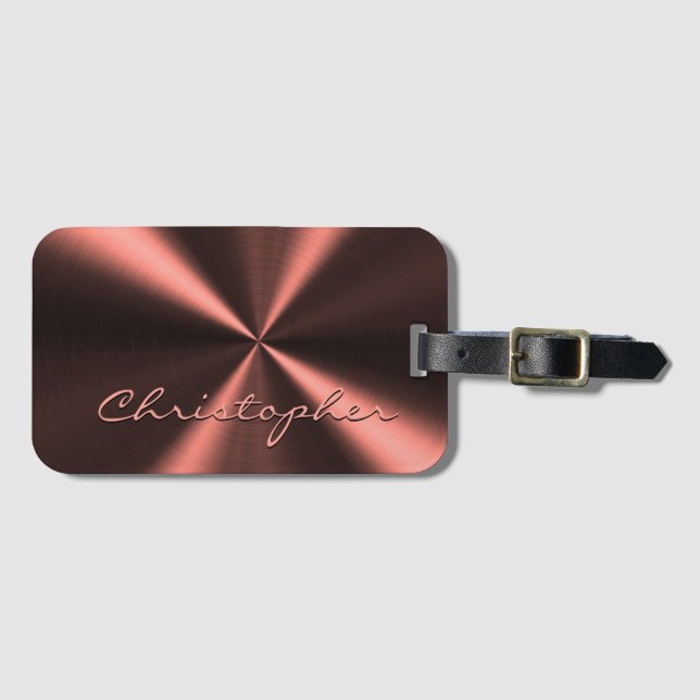 Personalised Radial Metallic Look - Copper Luggage Tag (Front Horizontal)