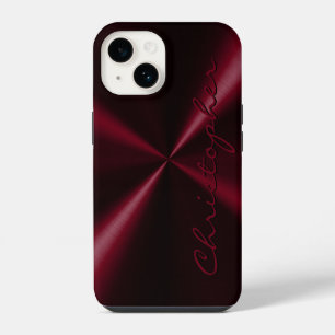 Personalised Radial Metallic Look - Dark Red iPhone 14 Case