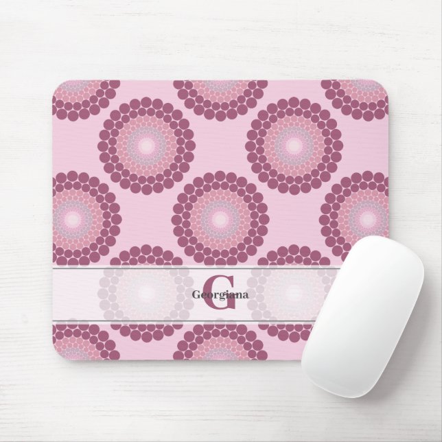 Personalised Radiant Dusky Rose Polka Dot Mandala Mouse Pad (With Mouse)