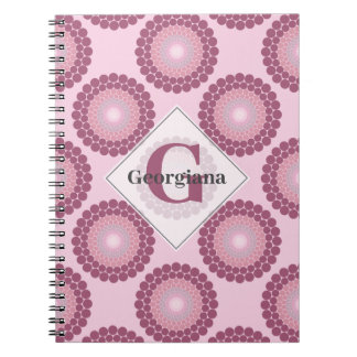 Personalised Radiant Dusky Rose Polka Dot Mandala Notebook