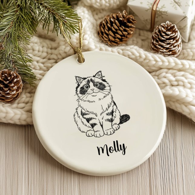 Personalised Ragdoll Cat Christmas Ceramic Tree Decoration (Creator Uploaded)