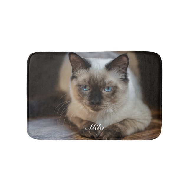 Personalised Ragdoll Cat Photo and Name Bath Mat (Front)