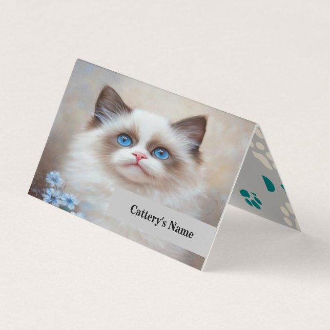 Personalised Ragdoll Cattery Folded Business Card  (Front)