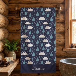 Personalised Rain and Clouds Bath Towel