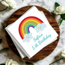 Personalised Rainbow 5th Birthday Cute Kids Party