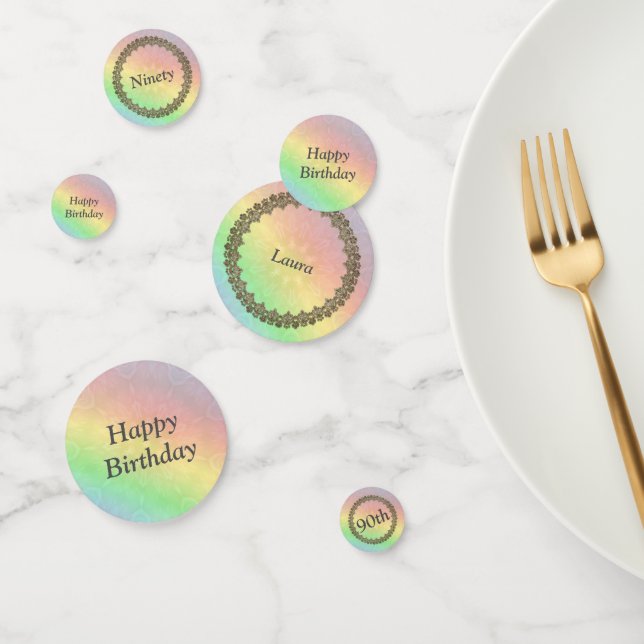 Personalised Rainbow 90th birthday Confetti (Group)